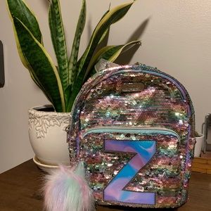 Justice sequin “Z” initial backpack